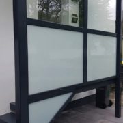 Windschutz Windfang Vordach Milchglas Glas Anthrazit 02